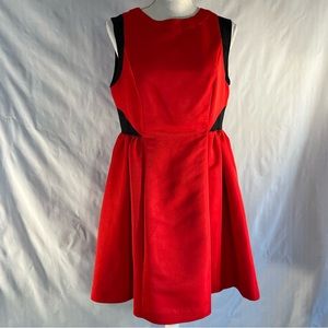 Prabal Gurung Target Red & Black Taffeta Fit & Flare Short Sleeveless Dress - 10